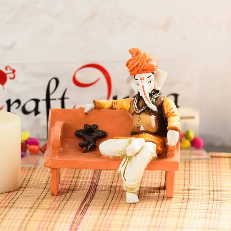 Ecraftindia decorative ganesha idol - sitting pose, home decor, 6 x 5 x 7 inches