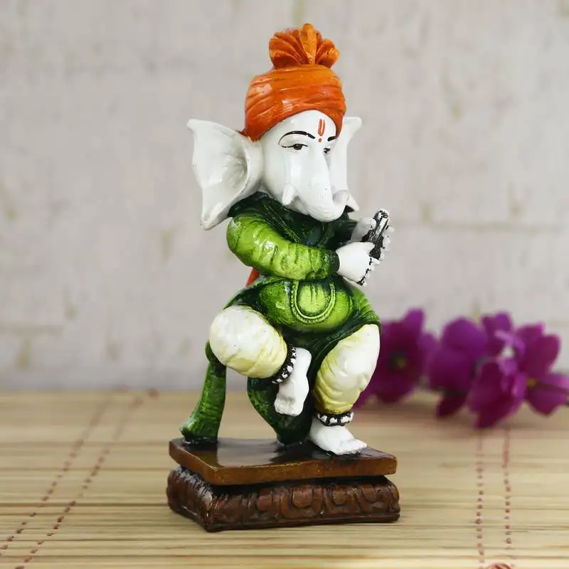 Lord ganesha playing instrument decorative showpiece