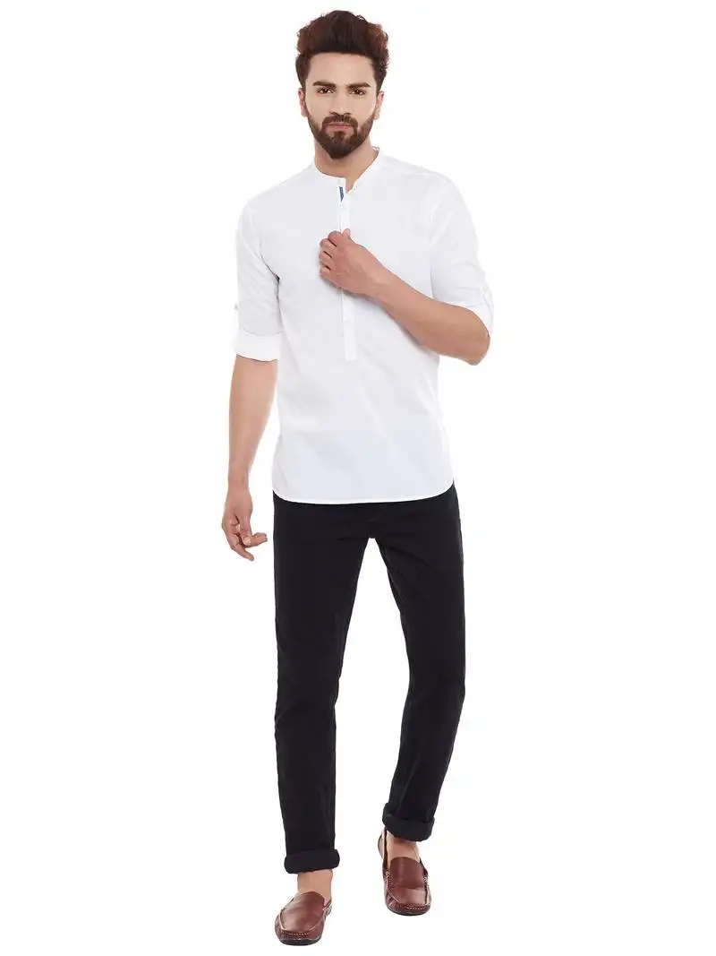 White woven cotton men kurtas