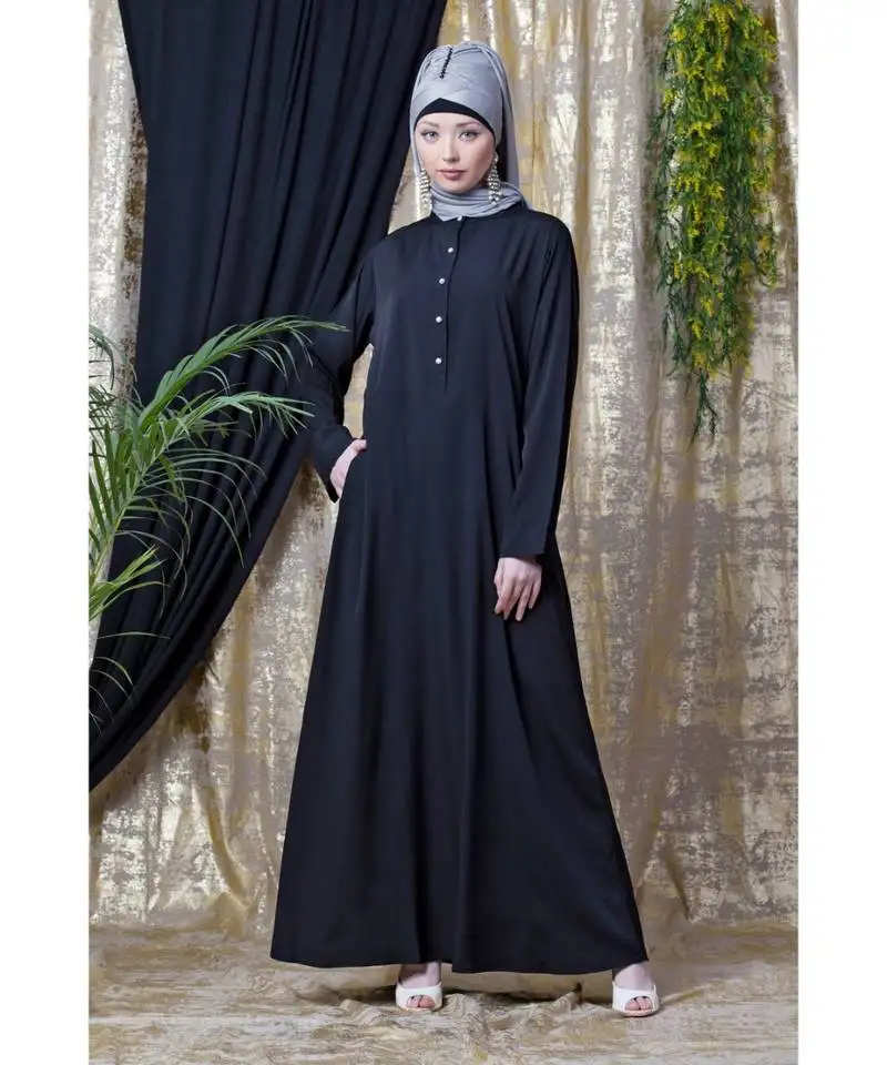Black nazneen front open daily wear abaya