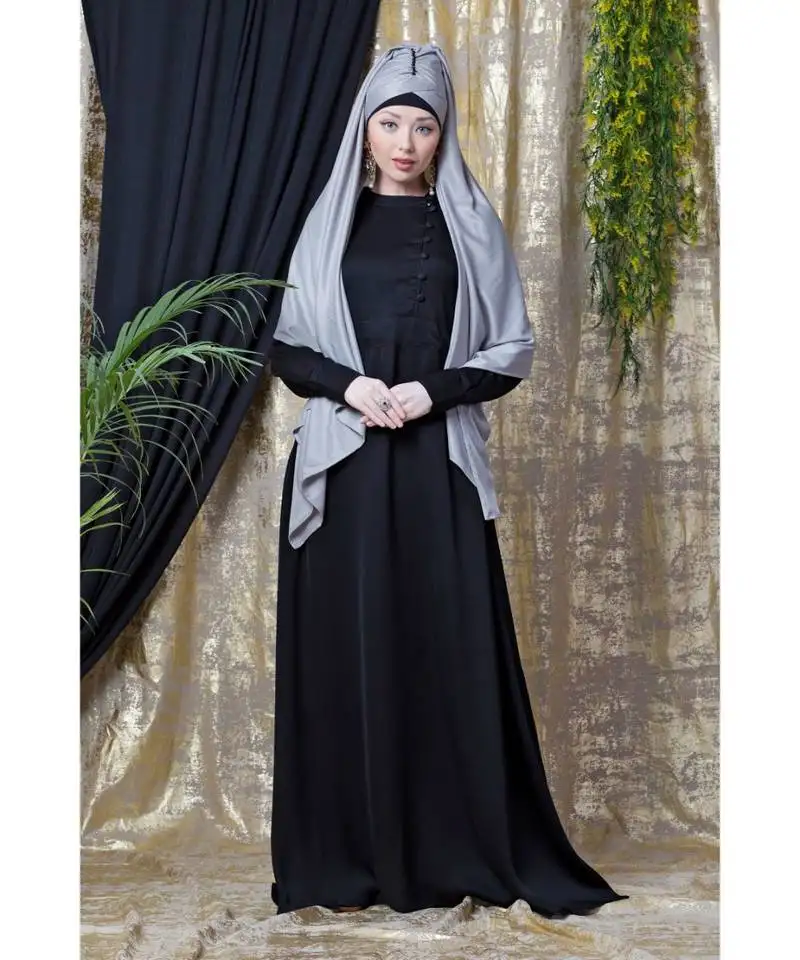 Black nazneen side open band at waist nida abaya