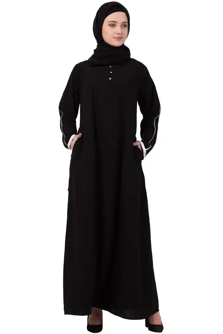 Black plain nida abaya