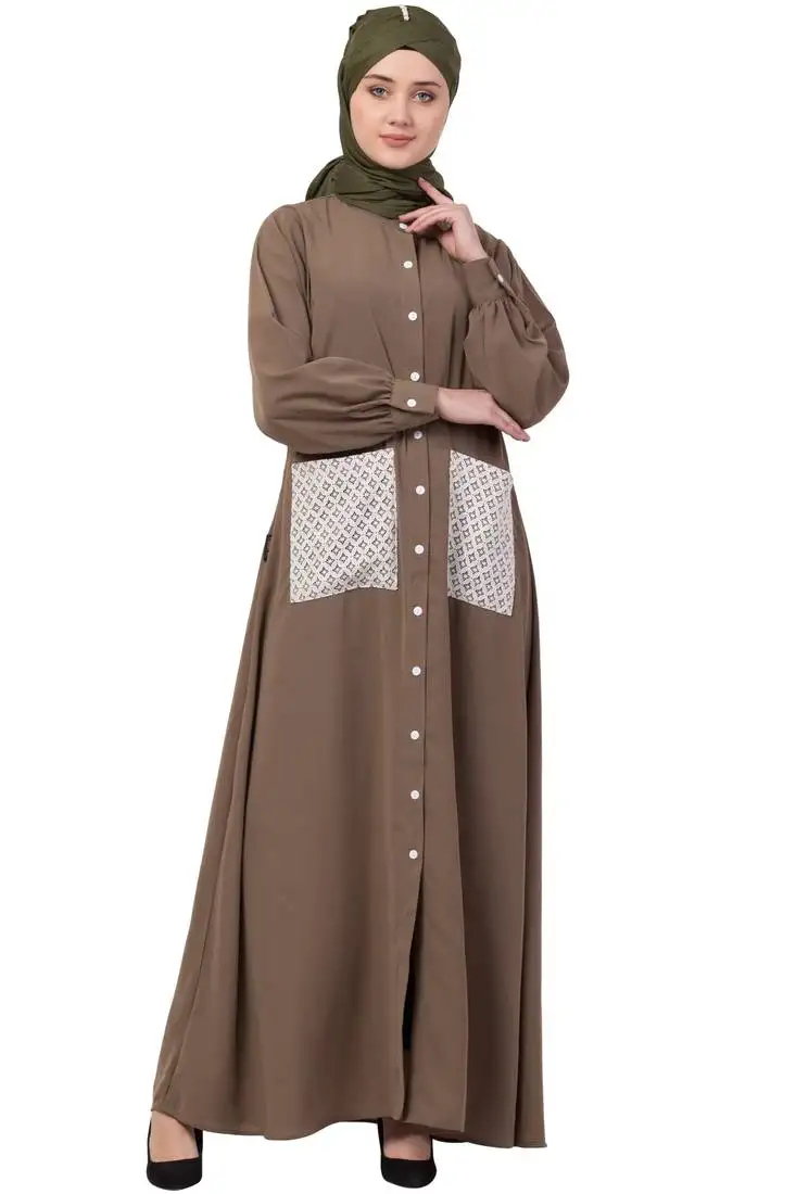 Beige plain nida abaya