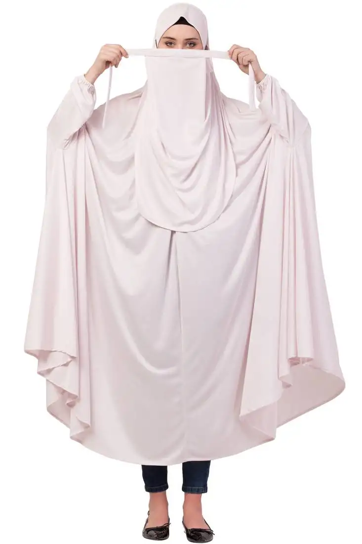 Pink plain polyester abaya