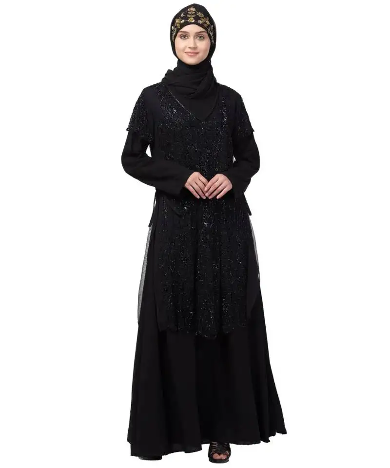 Nazneen two piece front and back fully beaded party abaya