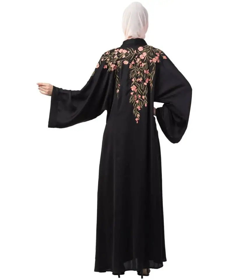 Nazneen front to back resham embroidery front open abaya