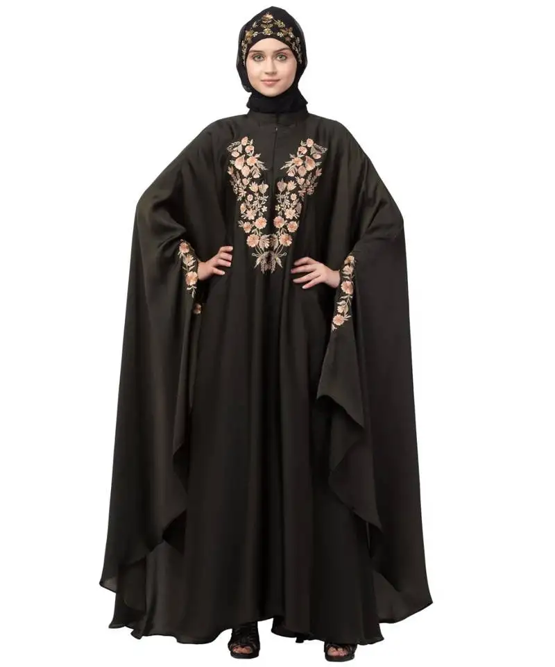 Nazneen neck and sleeve embroidered irani kaftan