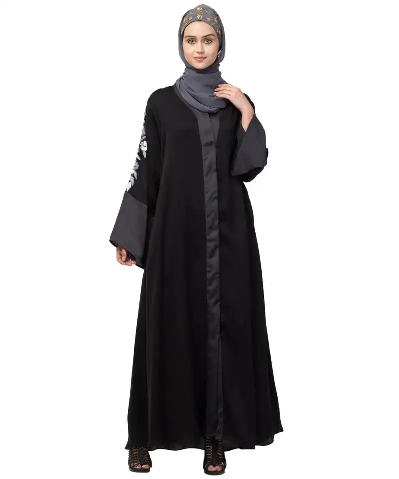 Nazneen front open sleeve embroidery dubai style kaftan cum abaya