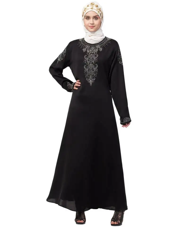 Nazneen front and sleeve hand work a line party abaya