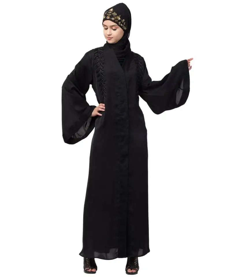 Nazneen hand work front and back front open dubai abaya