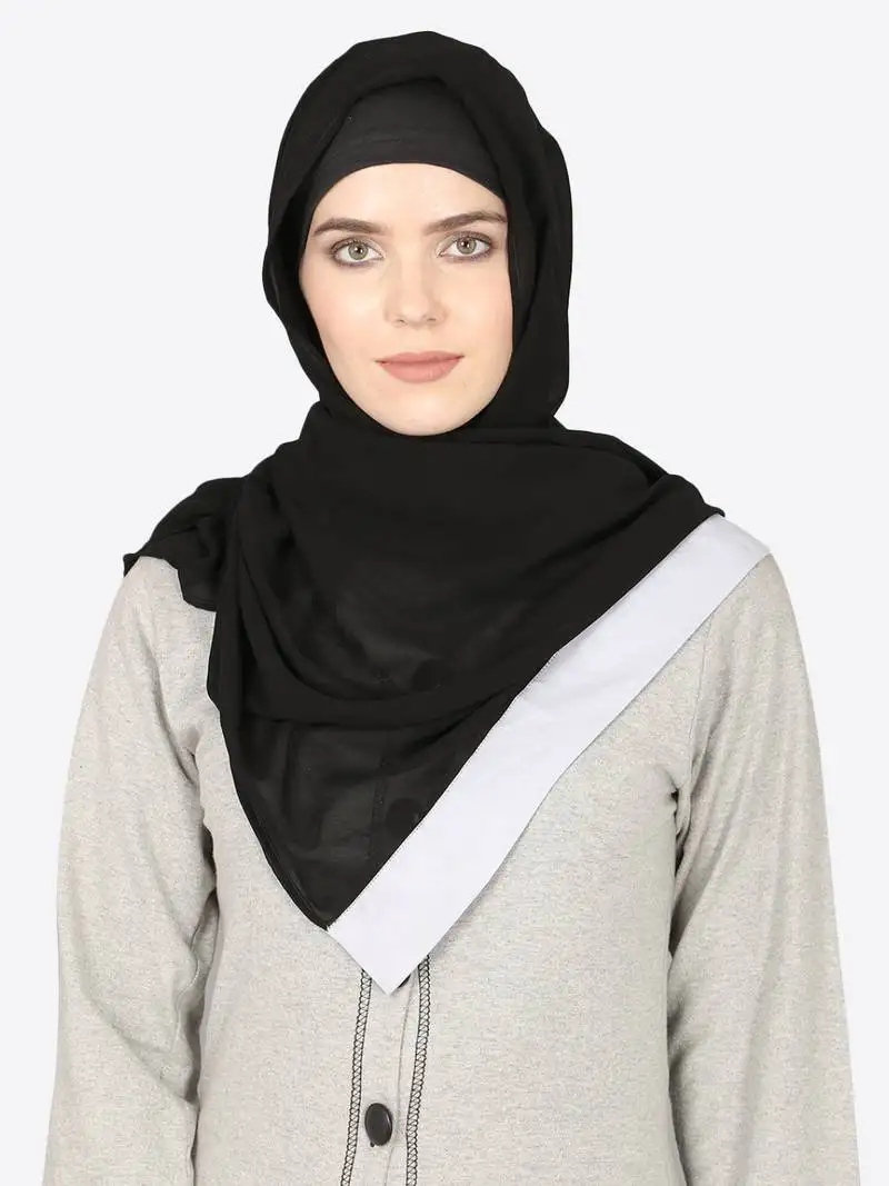 Sky blue band plain black hijab