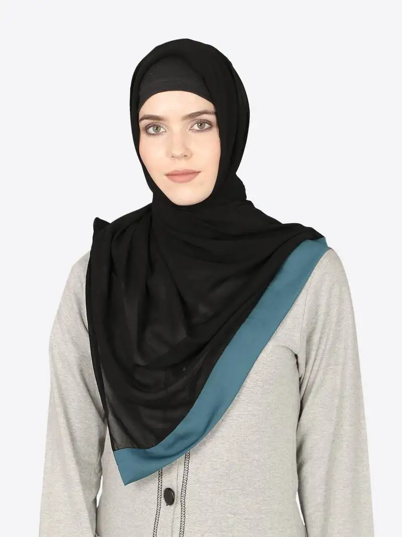 Teal band plain black hijab