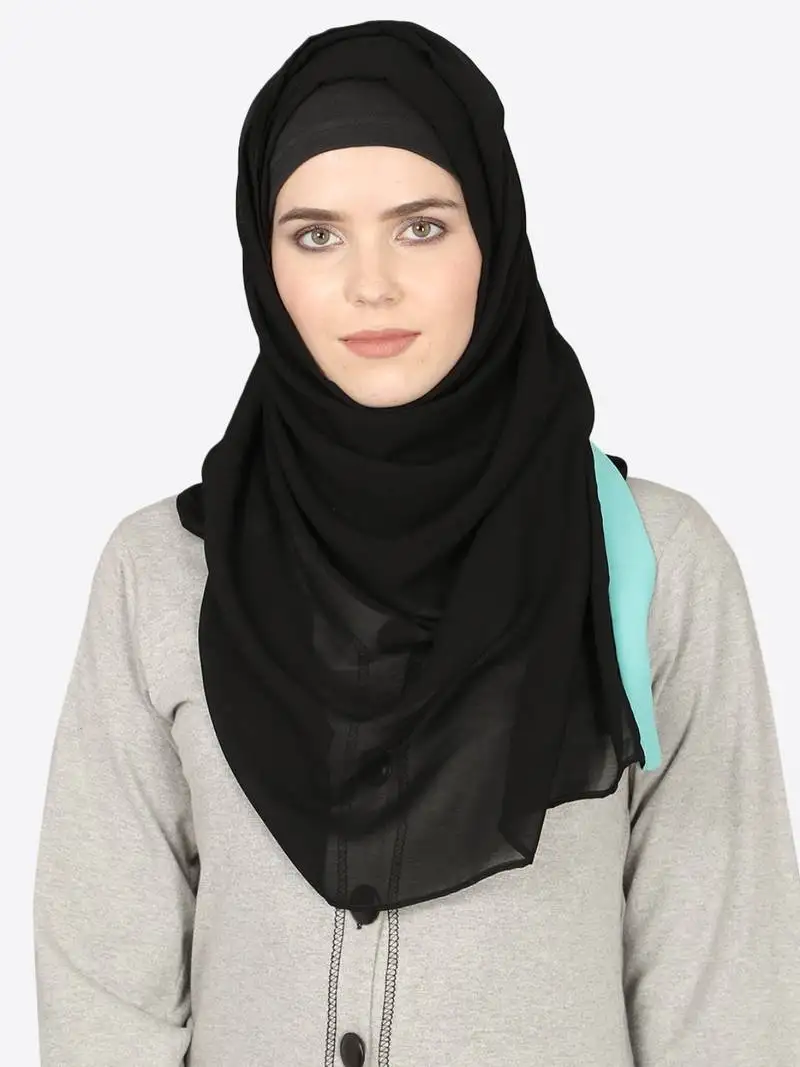 Aqua band plain black hijab