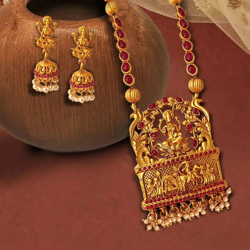 Alloy, metal jewel set (red, gold)