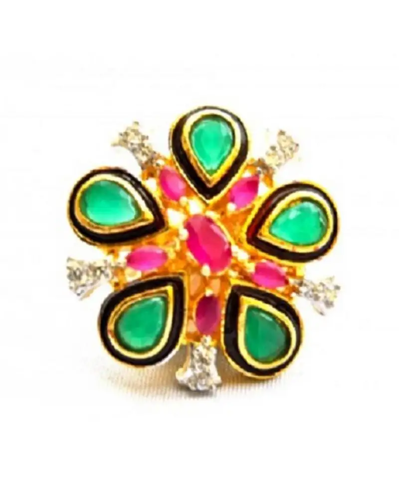 Tricolor cocktail ring