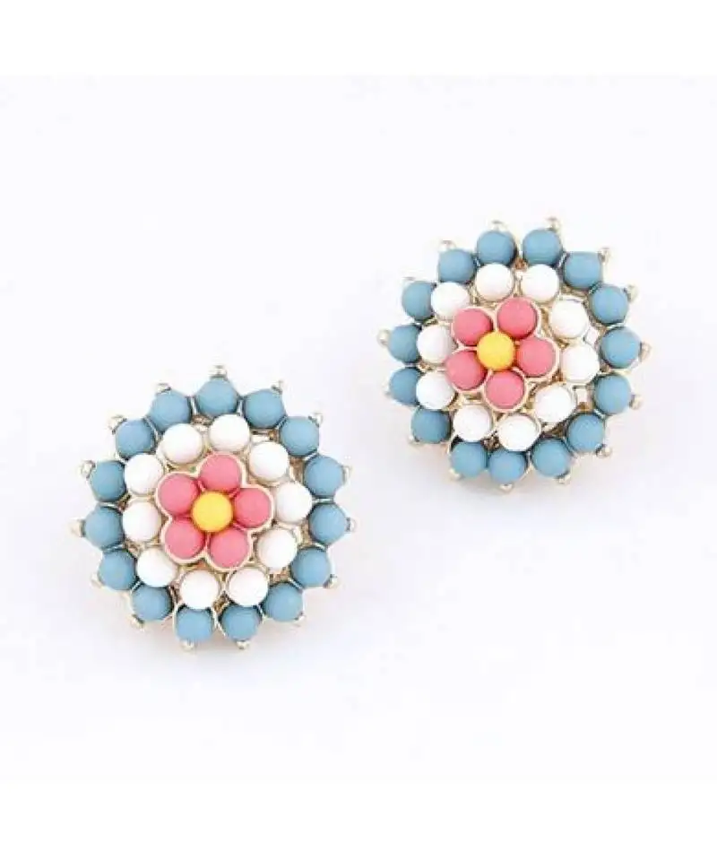 Tanzanite blue sunflower stud earrings