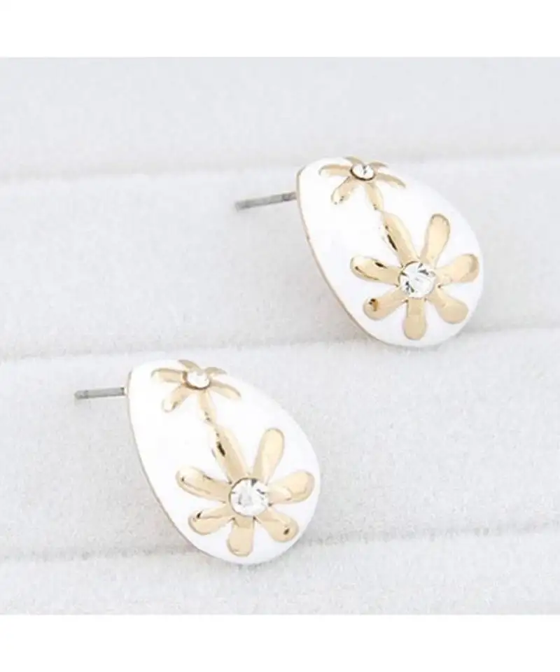 White waterdrop stud earrings