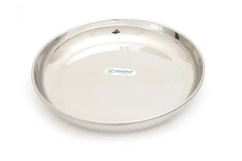 Coconut stainless steel dinner plate:: pulav plate::Thali:: kumcha - pack of 6 (diameter 10 inch)