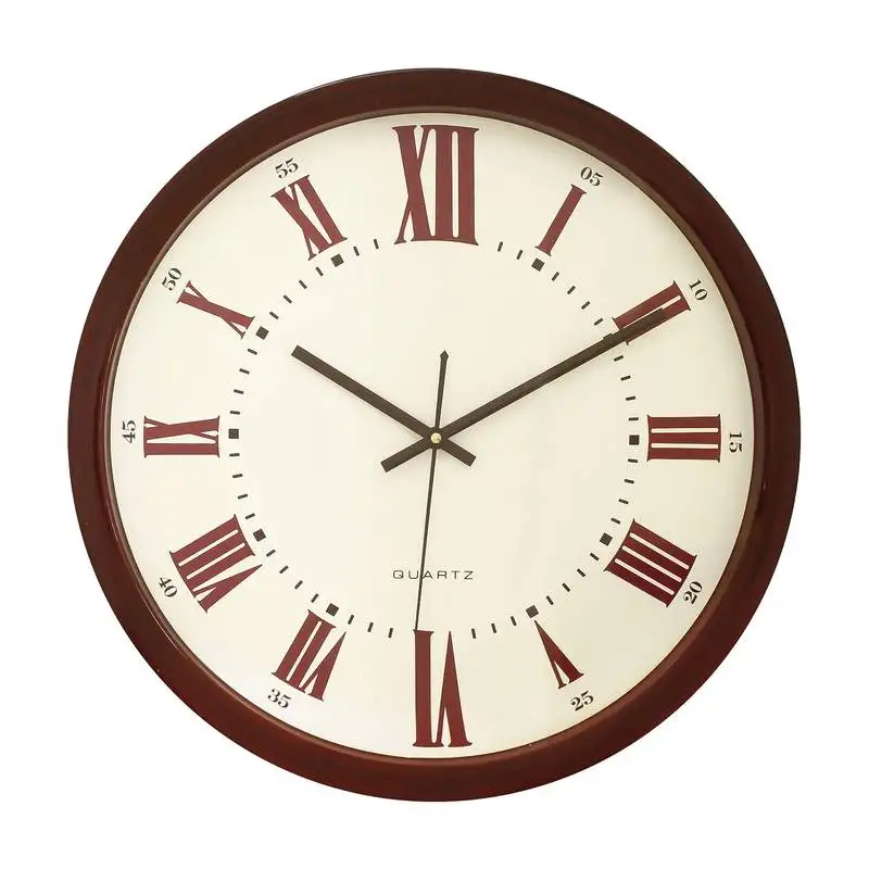 Brown plastic round analog wall clock (14*14 inches)