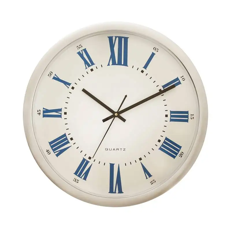 Silver plastic round analog wall clock (14*14 inches)