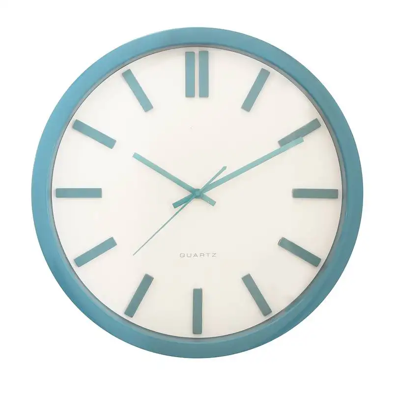 Blue plastic round analog wall clock (14*14 inches)