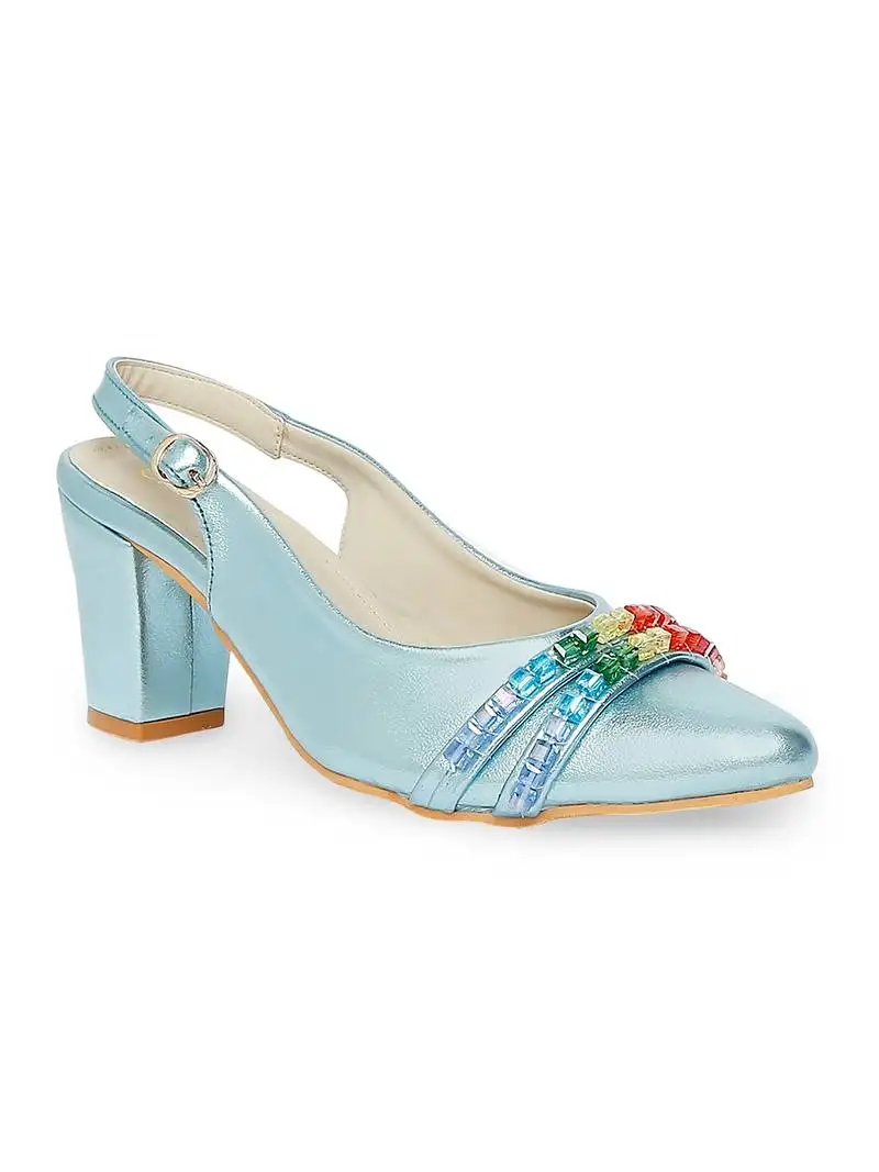 Blue solid rubber sandals