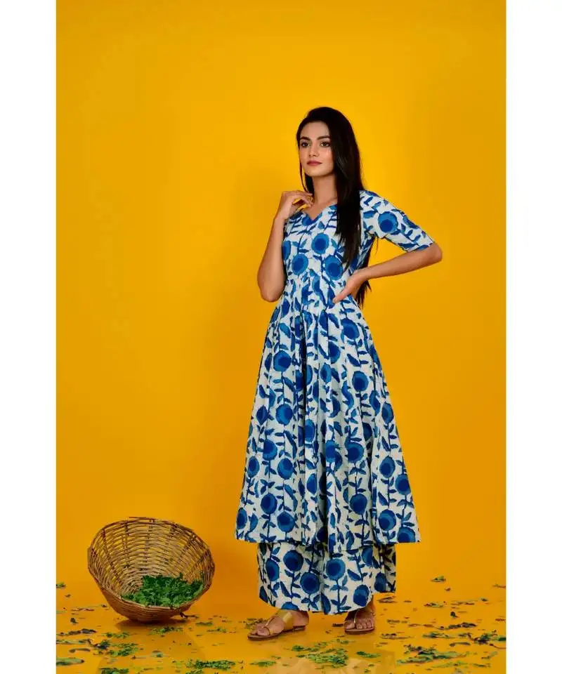 Indigo blue anarkali palazzo set