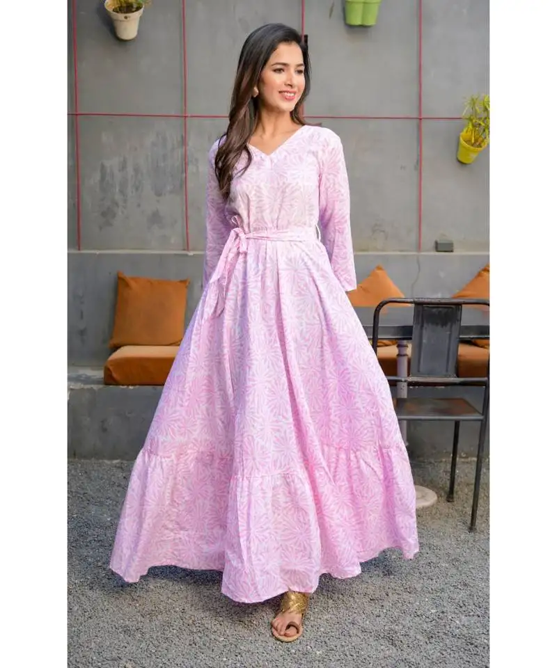 Pink flared maxi dress