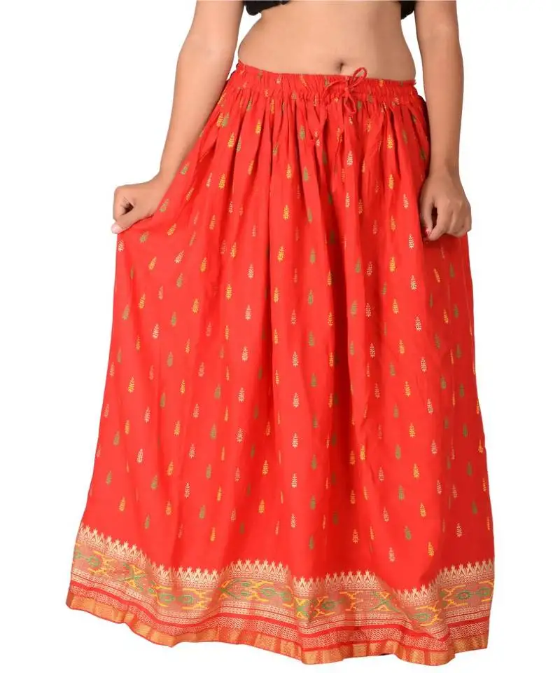 Red woven rayon skirts