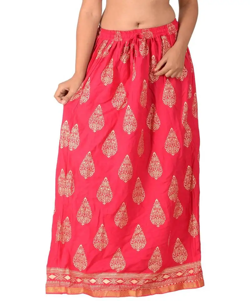 Pink printed rayon skirts
