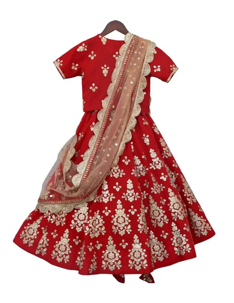 Green georgette lehenga with pink top and organza cape