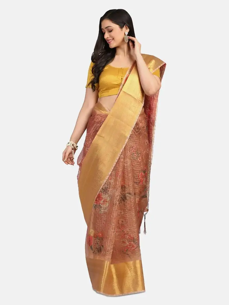 Riva enterprise women's organza digital printed saree