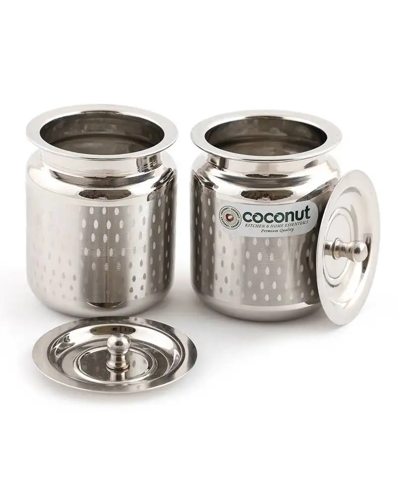 Coconut stainless steel shower ghee pot - 2 pc (1500 ml)