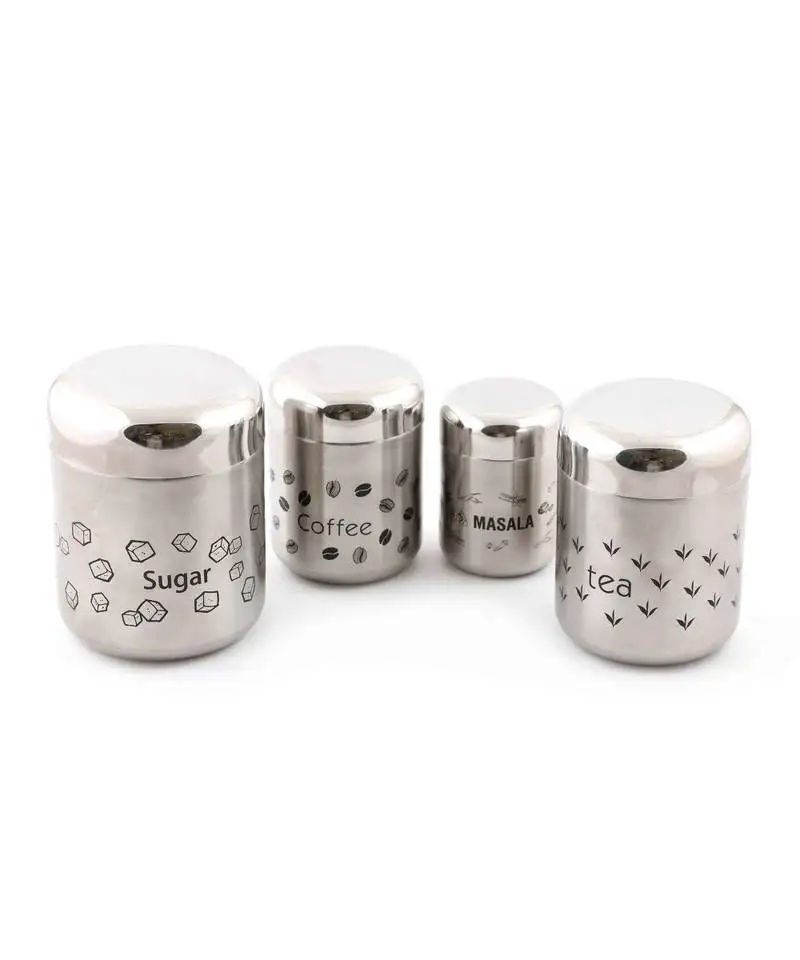 Coconut stainless steel container set, 4-pieces, silver (coconut tcs matt - 4 pc set)