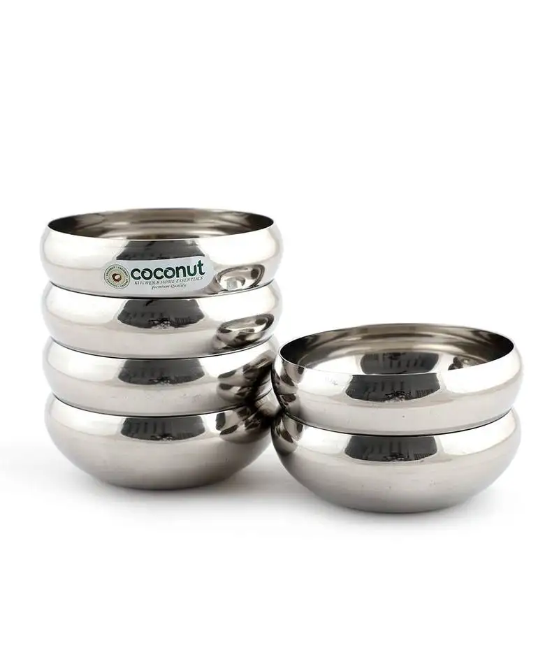 Coconut stainless steel chaliya bowl::Vati::Katori - set of 6 - diamater - 10 cm -capacity each bowl 250ml
