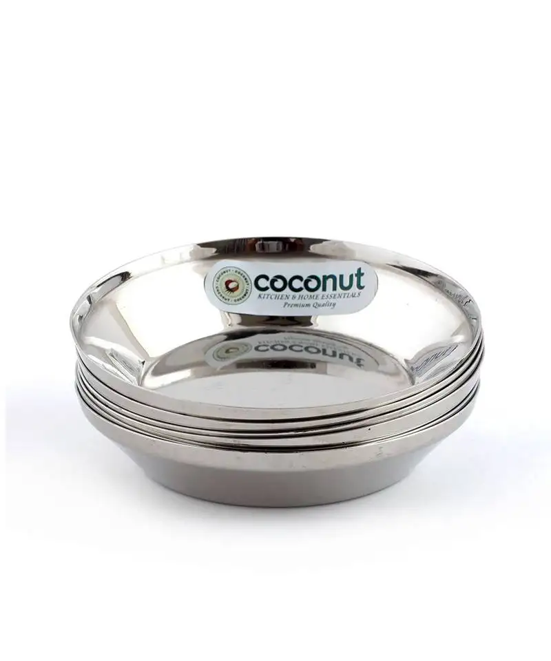 Coconut stainless steel vento halwa plates::Bowls - set of 6 (12 cm diameter) - capacity -160ml each