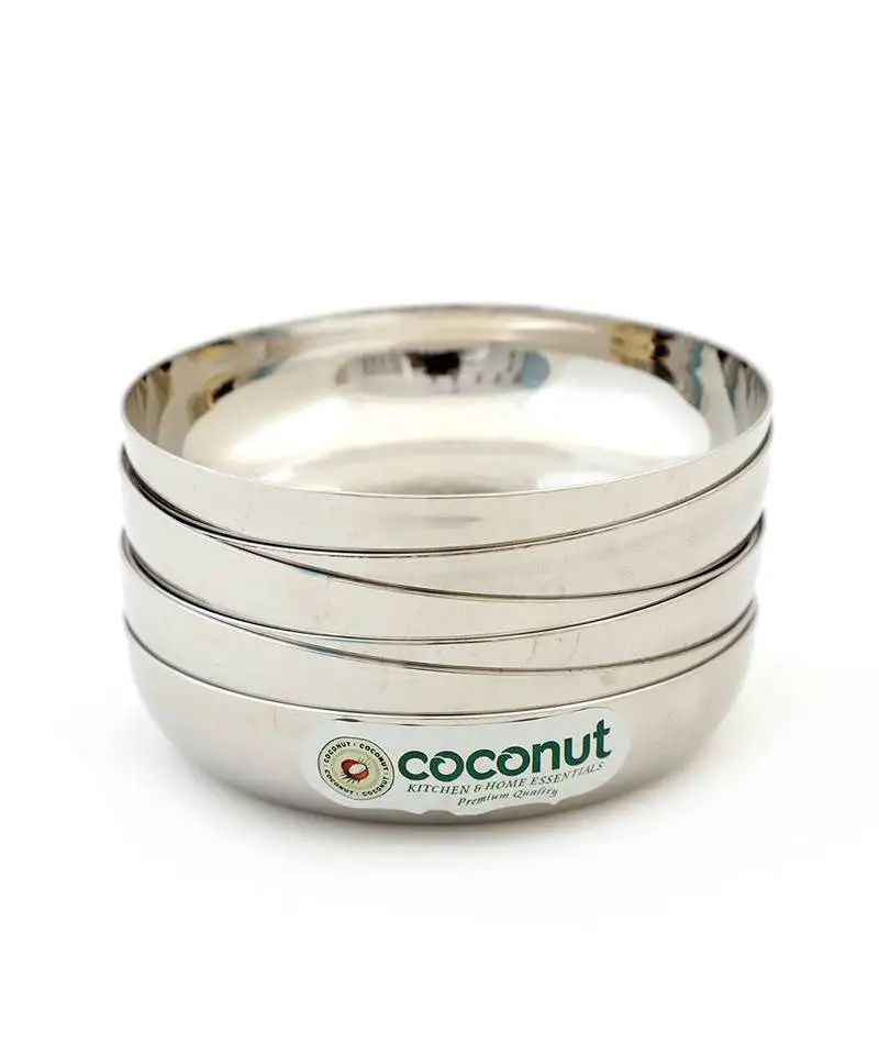 Coconut stainless steel dezire halwa plates::Bowls - set of 6 (11.5 cm diameter) - capacity -150ml each bowl