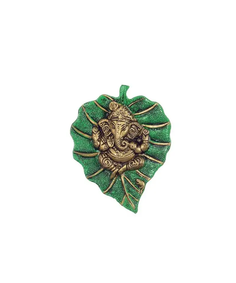 Lord ganesha on green leaf