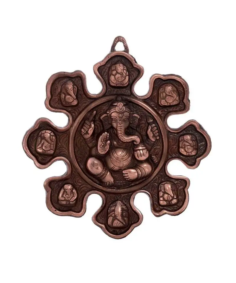 9 variants of lord ganesha metal wall hanging
