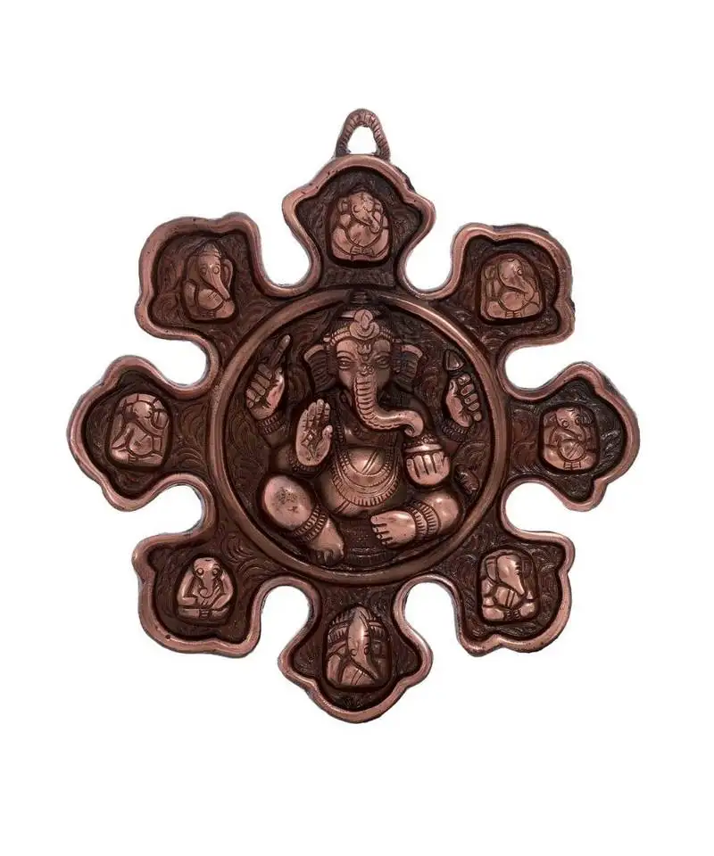 Vivan creation metal wall hanging with 9 ganesha variants