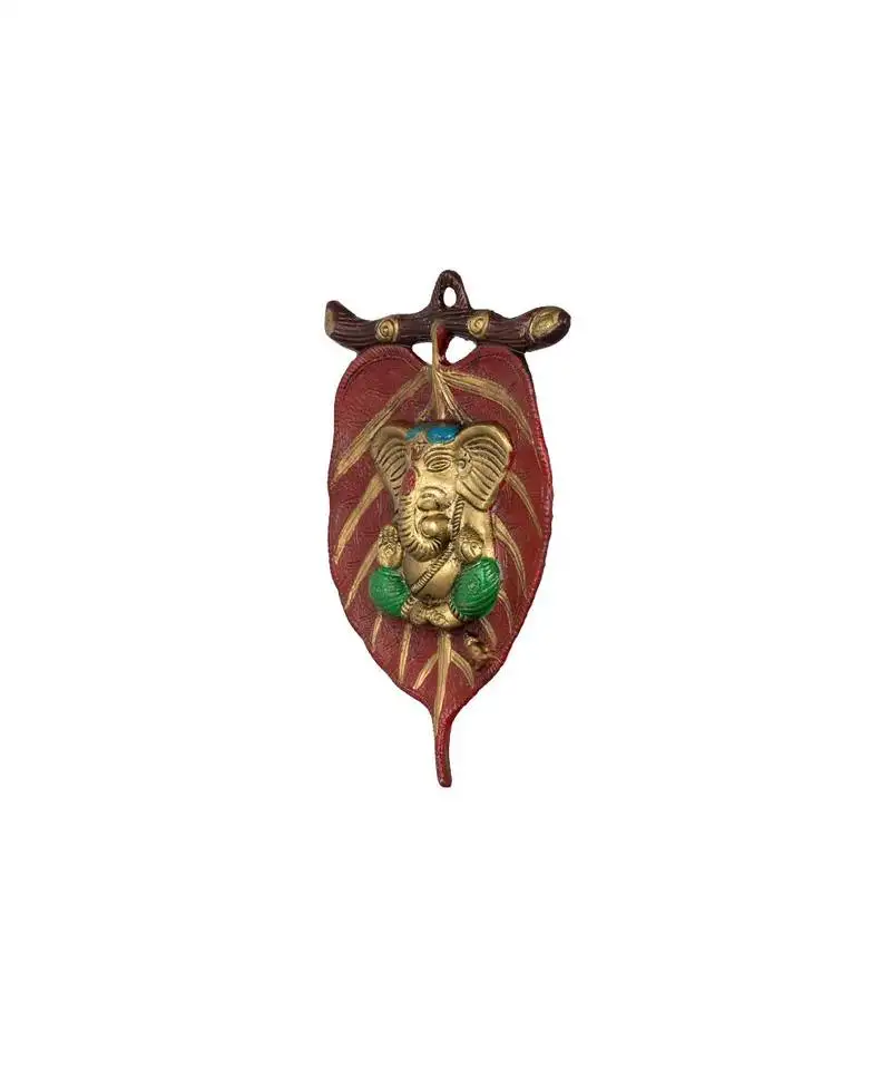 Lord ganesha leaf design metal wall hanging
