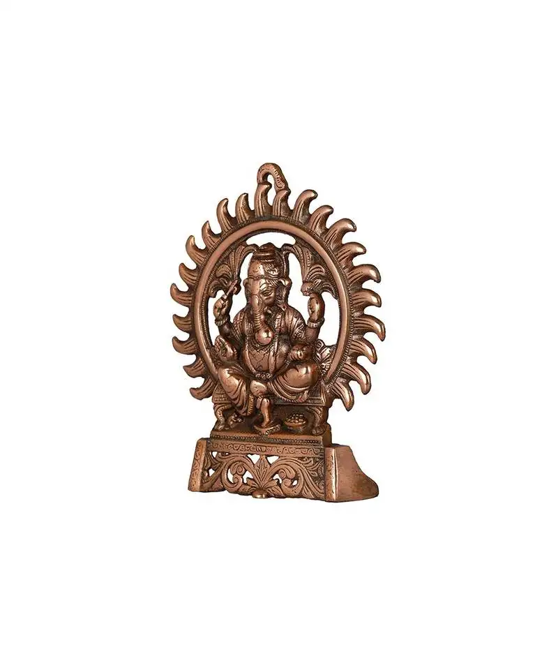 Vivan creation metal ganesha wall hanging - golden