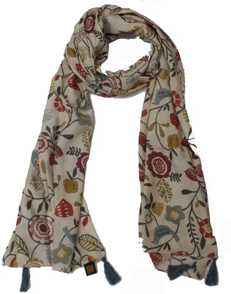 Desibutik beautiful cream muslin fabric digitally printed scarf