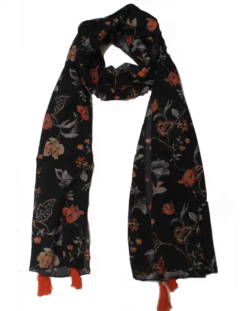 Desibutik pleasing black muslin fabric digitally printed scarf