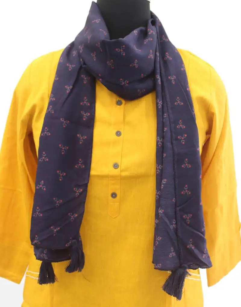 Desibutik charming blue muslin fabric digitally printed scarf