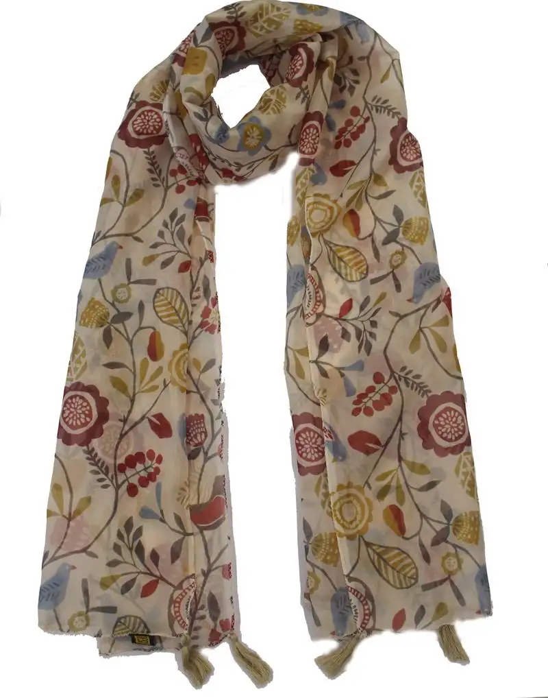 Desibutik lovely cream modal satin fabric digitally printed scarf