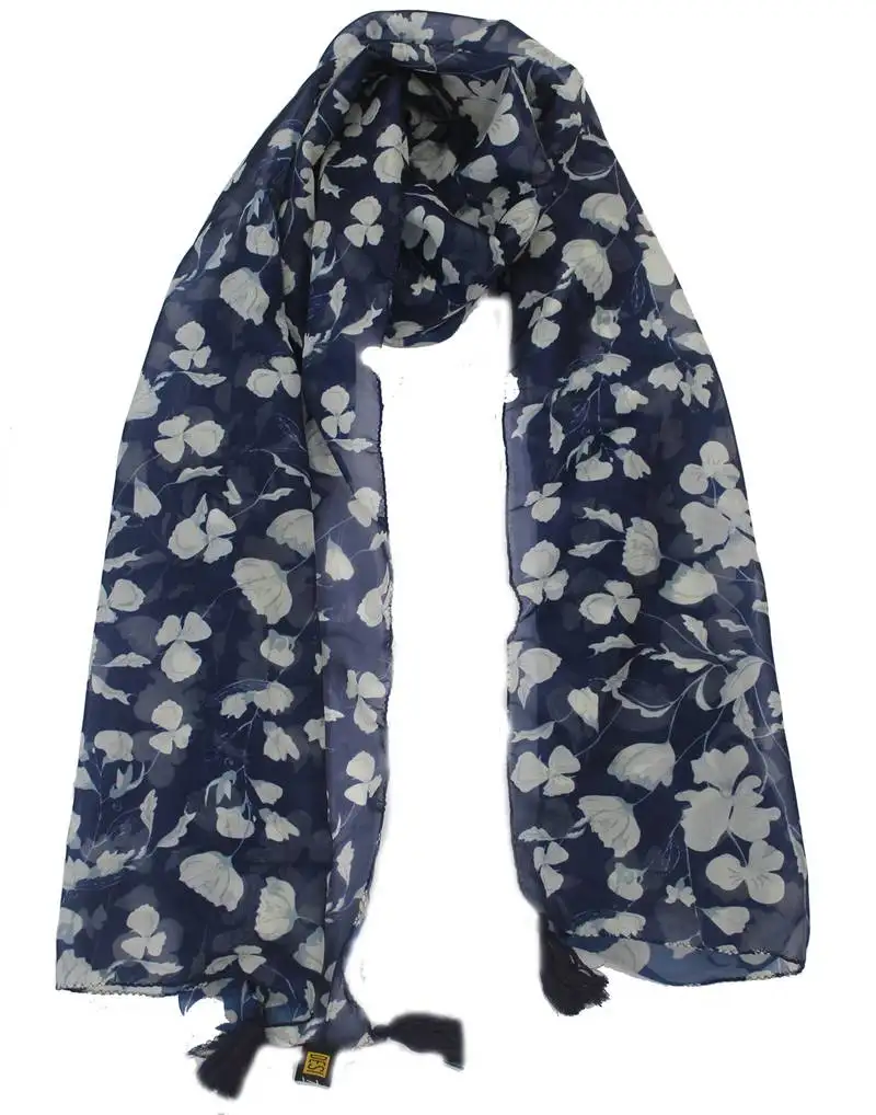 Desibutik beautiful blue modal satin fabric digitally printed scarf