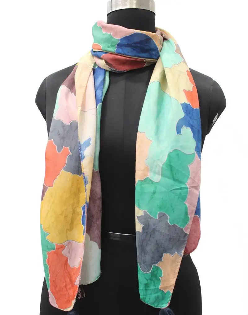 Desibutik trends splendid muslin fabric multicolor printed women scarf::Stoles with tassels