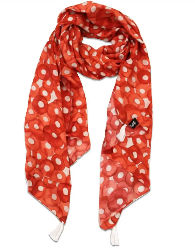 Splendid muslin fabric orange printed women scarf::Stoles