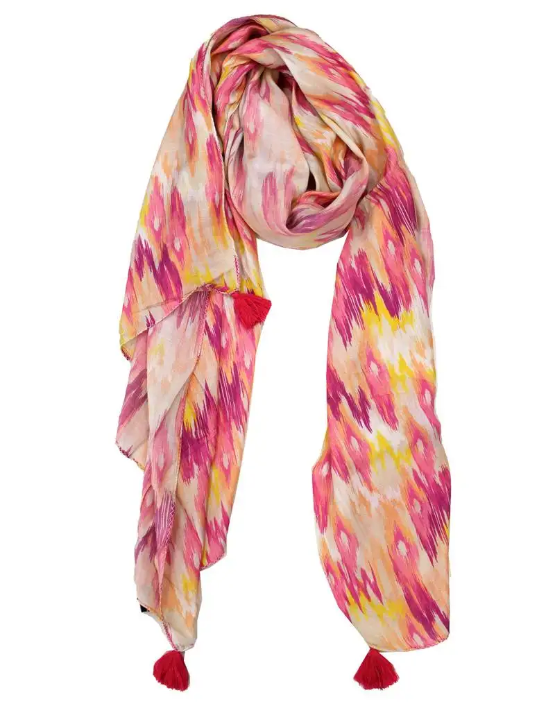 Pleasing muslin fabric multicolor printed women scarf::Stoles